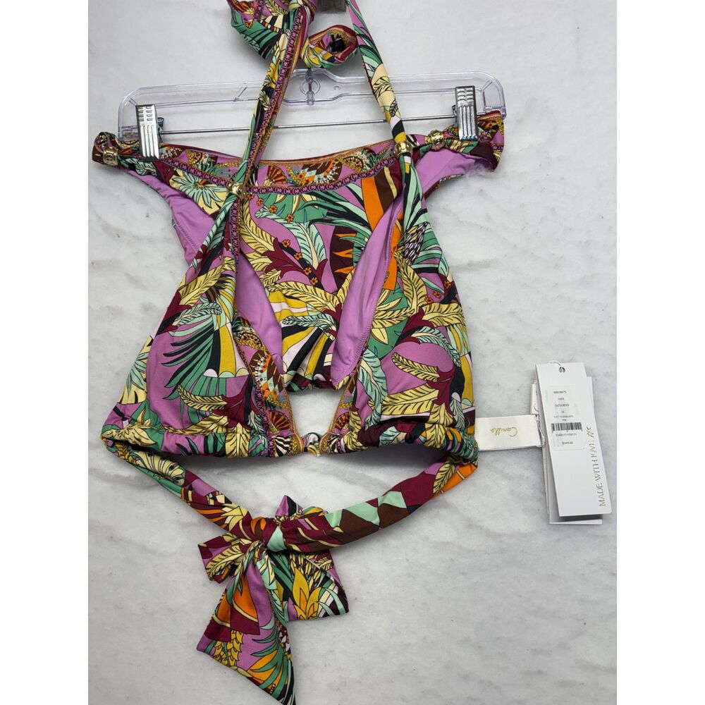 NWT CAMILLA Giza Goddess Ring Detail Plunge beaded swimsuit soft tie bikini